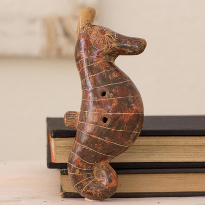 Ocarina de cerámica - Flauta de ocarina de caballito de mar hecha a mano de cerámica