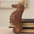Ceramic ocarina, 'Red Blue Seahorse' - Artisan Crafted Seahorse Shaped Ceramic Ocarina Flute