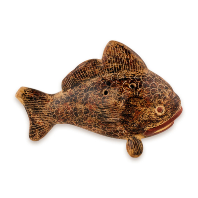 Artisan Crafted Fish Shaped Ceramic Ocarina Vessel Flute