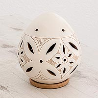 Ceramic candleholder, Floral Ivory Egg