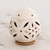 Ceramic candleholder, 'Floral Ivory Egg' - Artisan Crafted Terracotta Tealight Candleholder