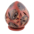 Ceramic candleholder, 'Red Floral Egg' - Red Ceramic Floral Candleholder from Nicaragua