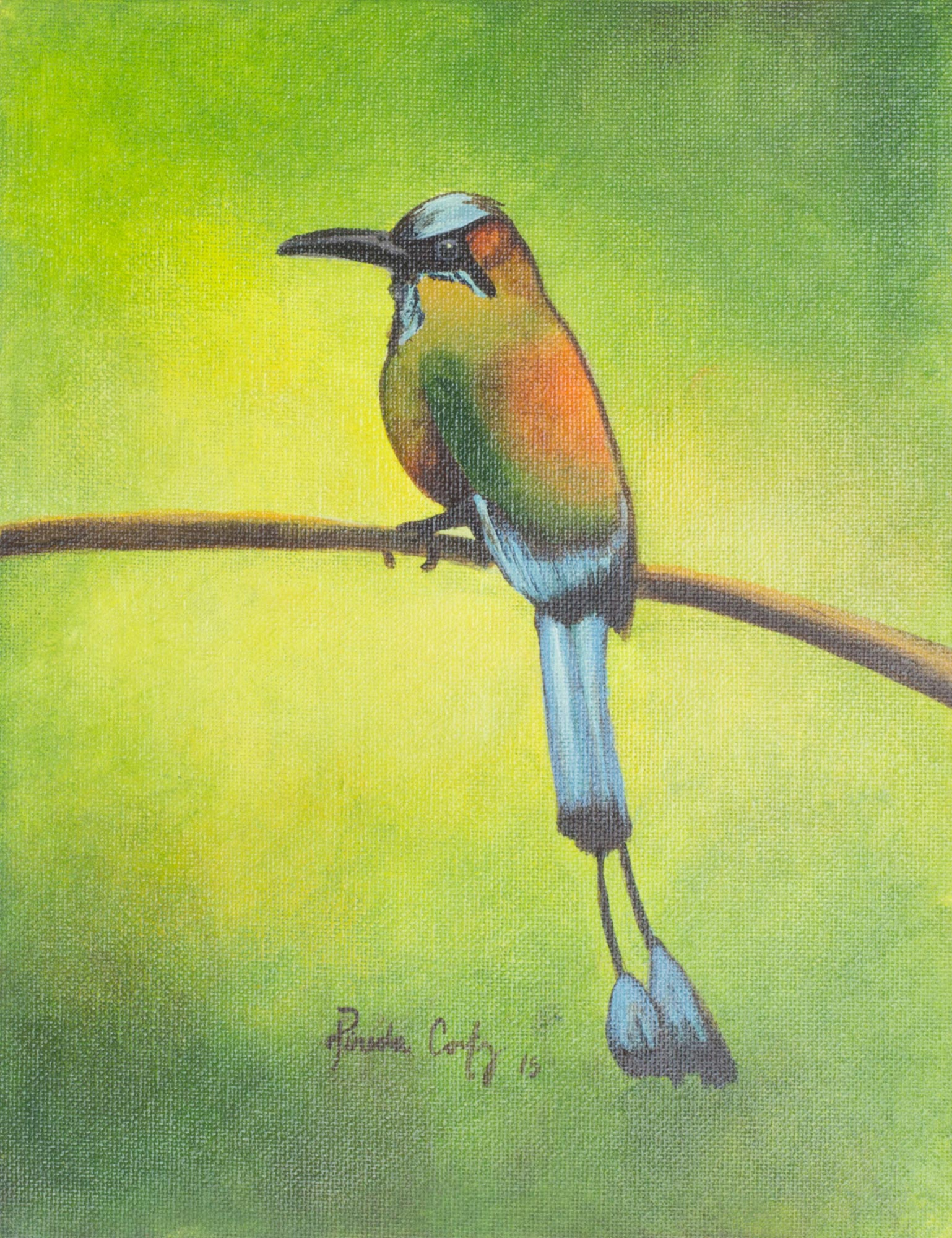 El Salvador Signed Original Bird Painting Torogoz NOVICA