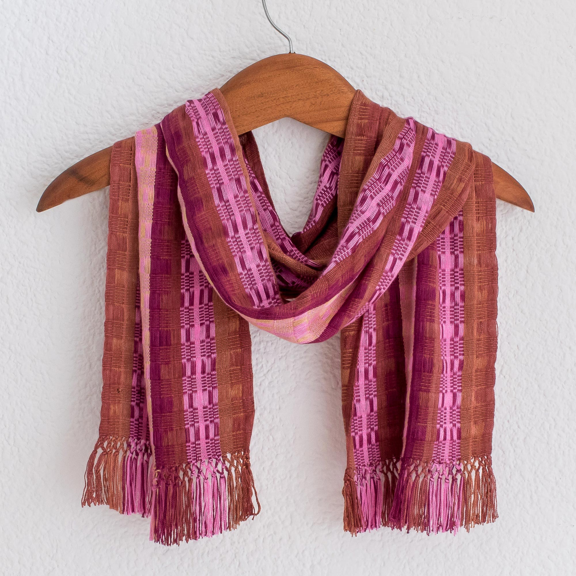 red and purple scarf