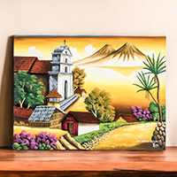 'San Antonio Palopo II' - Signed Oil on Canvas Lake Atitlan Landscape Painting