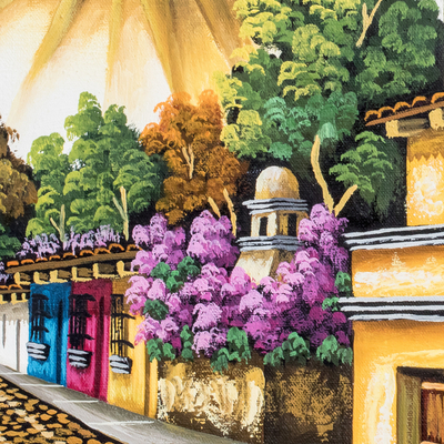 'Antigua Guatemala I' - Guatemala Town Painting in Oil on Canvas