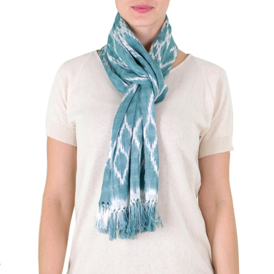 Cotton scarf, Solola Aqua