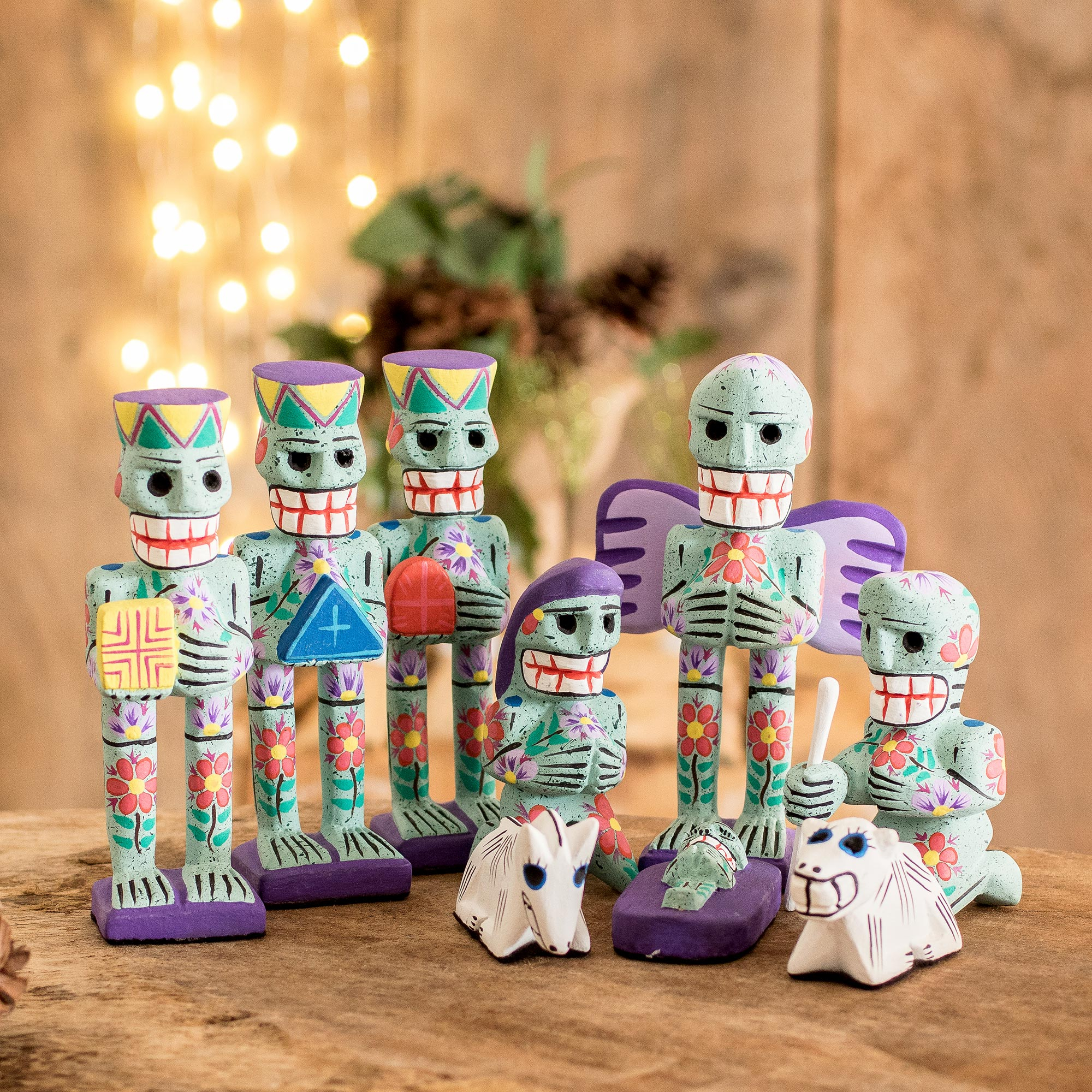 UNICEF Market | Artisan Crafted 9-Piece Day of the Dead Theme Nativity ...