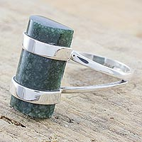 Jade cocktail ring, 'Sweet Maya' - Artisan Crafted Sterling Silver and Jade Cocktail Ring
