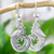 Lilac jade dangle earrings, 'Quetzal Beauty' - Sterling Silver Bird Jewelry Earrings with Lilac Jade Wing (image 2) thumbail