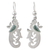 Light green jade dangle earrings, 'Forest Quetzal' - Hand Crafted Sterling Silver Bird Earrings with Jade Wing (image 2a) thumbail