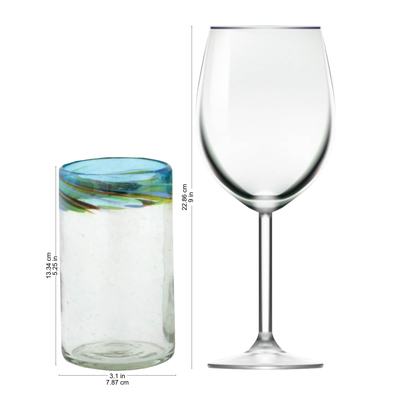 Geblasene Glasbecher, 'Aurora' (groß, 4er-Satz) - Mundgeblasene Recycling-Glasbecher (groß, 4er-Satz)