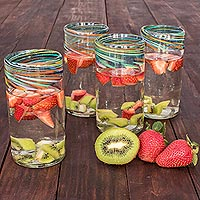 Featured review for Blown glass tumblers, Aurora (12 oz, set of 4)