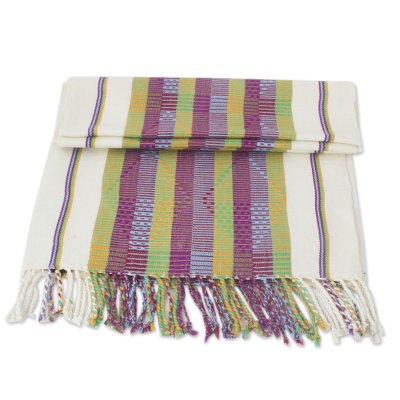 ivory and purple table runner