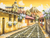 'Sunset in Antigua Guatemala' - Guatemala Signed Oil on Canvas Painting in Yellows thumbail