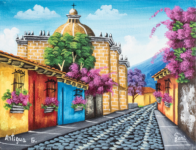 Original Signed Oil Painting of a Guatemala Town