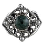 Jade cocktail ring, 'Maya Cardinal Points' - Antiqued Sterling Silver Ring with Guatemalan Jade