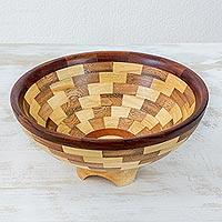 Wood fruit bowl, 'Tikal Geometry'