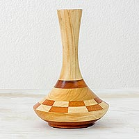 Mahogany and cedar wood vase, 'Natural Aesthetics'