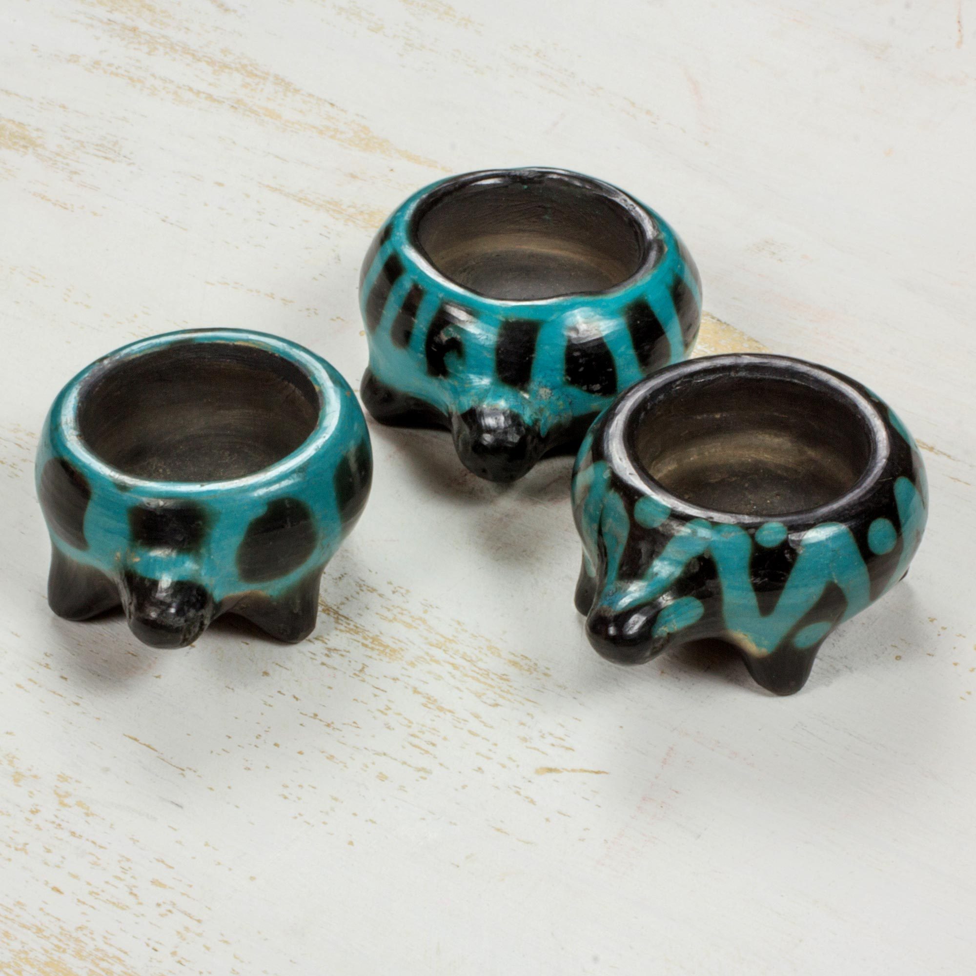 Turquoise Turtle Ceramic Tealight Candle Holders (Set 3) Turquoise
