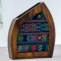 Featured review for Wood and cotton decorative vase, Textile Mountain
