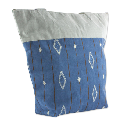 Blue and Grey Cotton Maya Backstrap Loom Shoulder Bag