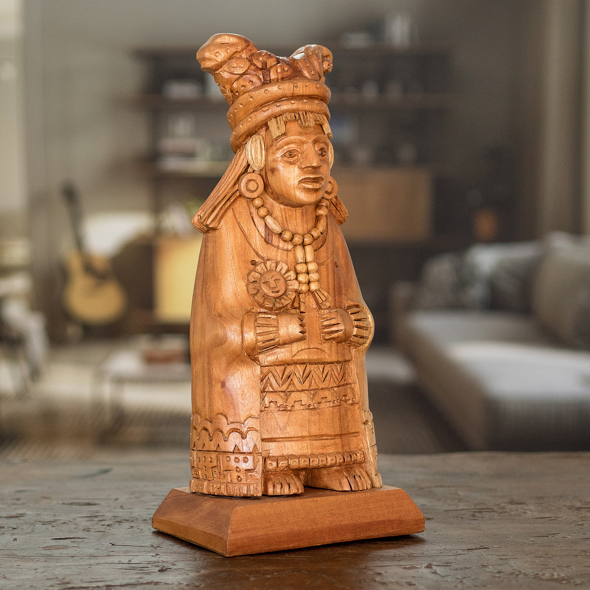 Hand-Carved Wood Sculpture of a Mayan Woman from Guatemala - Mayan ...