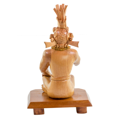 Cedar museum replica sculpture, 'Maya Bird Man from Palenque' - Maya Cedar Wood Replica Sculpture of the Palenque Bird Man