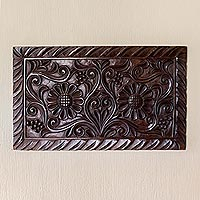 Panel de pared de madera, 'Girasoles' - Panel de pared de madera hecho a mano con motivo de girasol