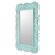 Wood wall mirror, 'Sunflower View in Aqua' - Handcrafted Pinewood Floral Mirror in Aqua from Guatemala (image 2b) thumbail