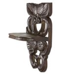 Wood wall shelf, 'Strawberries and Peaches' - Hand Crafted PInewood Wall Shelf with Fruit Motif