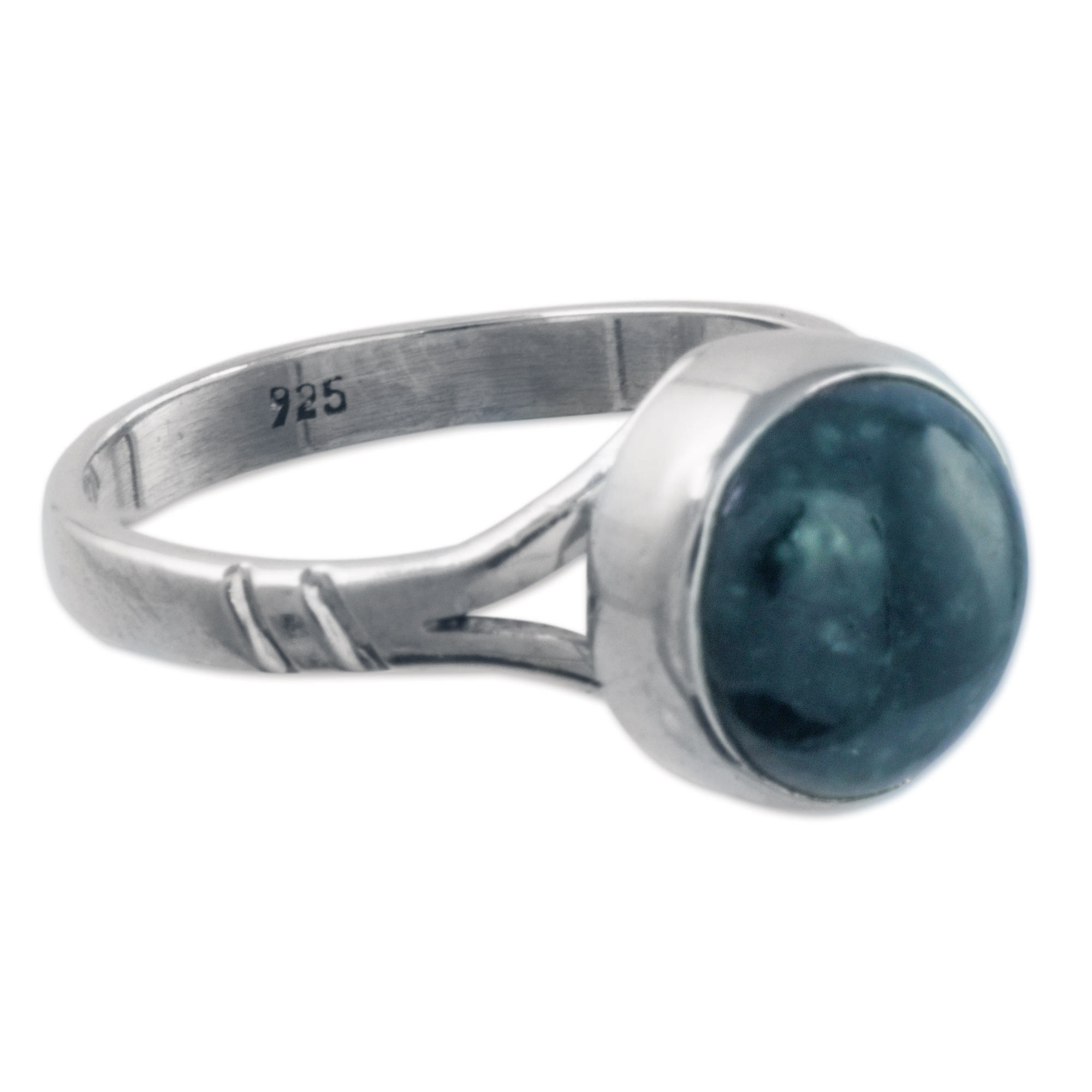 Handcrafted Silver Single Stone Ring with Green Jade - Verdant Venus ...
