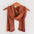 Rayon scarf, 'Solola Dawn' - Orange Brown Maroon Hand Woven Rayon Chenille Scarf thumbail