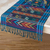 Cotton table runner, 'Turquoise Quetzal' - Handwoven Bird Theme Turquoise Cotton Table Runner thumbail