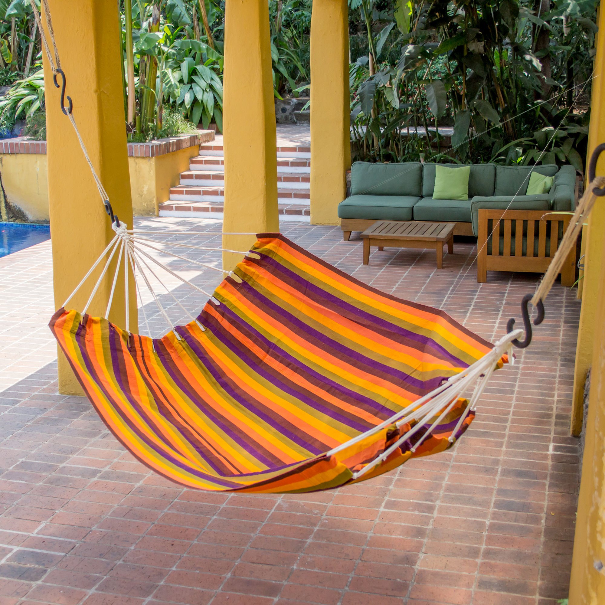 Handwoven Guatemalan Bright Striped Multicolor Hammock - Guatemalan