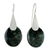 Jade dangle earrings, 'Dark Maya Jungle' - Dark Green Jade and Silver Handcrafted Modern Earrings thumbail