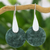 Jade dangle earrings, 'Cool Yaxha Jungle' - Modern Fair Trade Silver 925 Light Green Jade Earrings thumbail