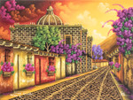 'School of Christ Church I' - Sunset Tone Signed Painting of a Church in Guatemala