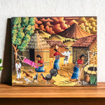 'Weaver' - Colorful Oil Painting of a Village Scene in Guatemala