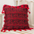 Cotton cushion cover, 'Tactic Crimson' - Red Stars and Diamonds Handwoven Maya Cushion Cover thumbail
