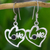 Jade dangle earrings, 'Hearts Full of Love' - Romantic Heart Shaped Jade and Silver Love Theme Earrings (image 2) thumbail