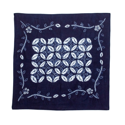 Baumwoll-Batik-Tischdecke - Blume des Lebens Indigo Baumwolle Batik handgefertigte Tischdecke