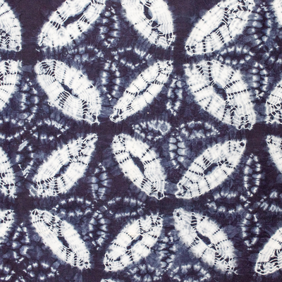 Cotton batik tablecloth, 'Flower of Life' - Flower of Life Indigo Cotton Batik Hand Crafted Tablecloth