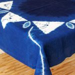 Cotton batik tablecloth, 'Sumpango Kites' - White Kites on Indigo Cotton Batik Hand Crafted Table Cloth