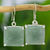 Jade dangle earrings, 'Abstract Square' - Minimalist Silver and Apple Green Jade Artisan Earrings (image 2) thumbail