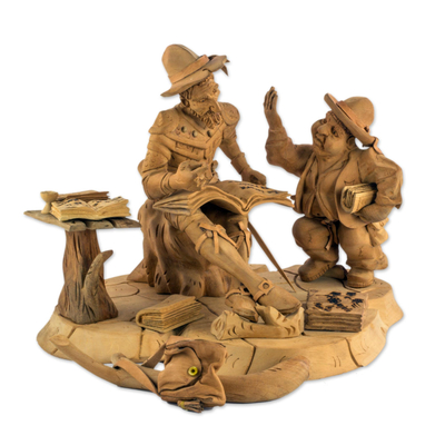 escultura de cedro - Escultura Don Quijote y Sancho Panza en Madera de Cedro