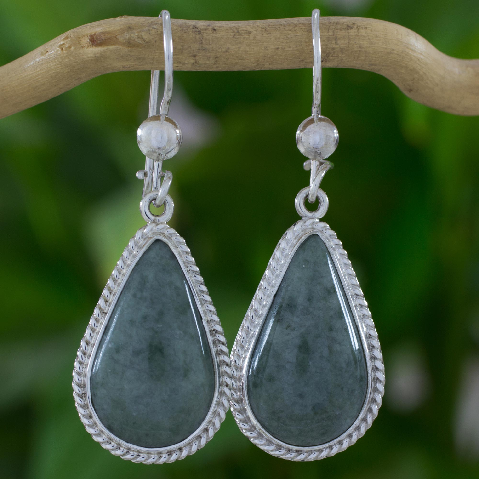 Artisan Crafted Sterling Silver and Light Green Earrings, 'Light Green  Sacred Quetzal'