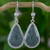 Jade dangle earrings, 'Light Green Sacred Quetzal' - Artisan Crafted Sterling Silver and Light Green Earrings (image 2) thumbail