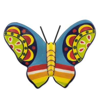 Colorful Handcrafted Ceramic Butterfly from El Salvador