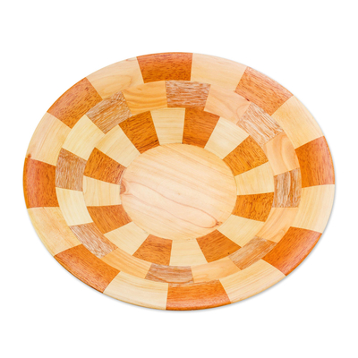 Wood serving bowl, 'Domino' - Hand Crafted Natural Wood Serving Bowl from Guatemala